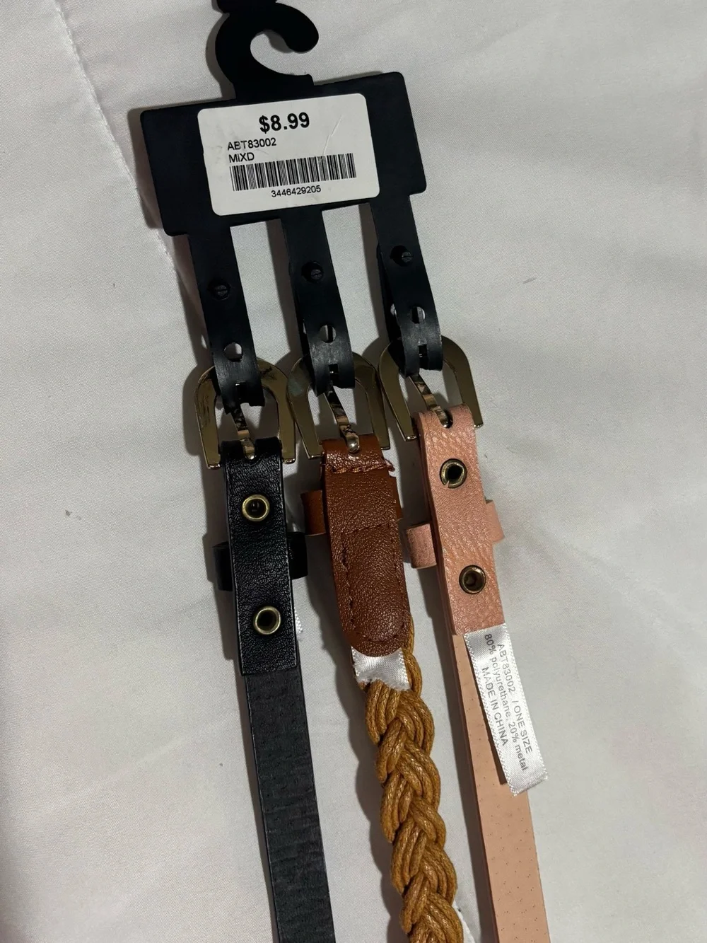 Papaya 3-Pack Belts - Black, Brown, Pink
